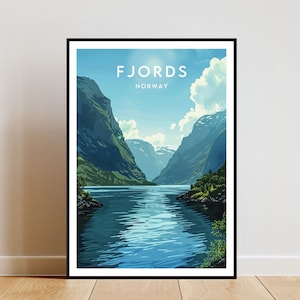 Fjords Travel Print - Norway, Fjords Poster, Norway Poster, Travel Wall Art, Norway Print, poster, Norway, Europe, Fjords, Scandinavia