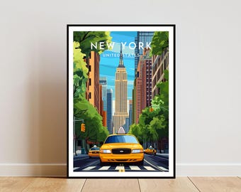 New York Travel Print - United States, New York Poster, America Poster, Travel Wall Art, New York Print, Empire State Building Poster