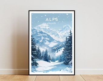 French Alps Travel Print - France, French Alps Poster, France Poster, Travel Wall Art, France Print, poster, France, Europe, Alps, Wall Art