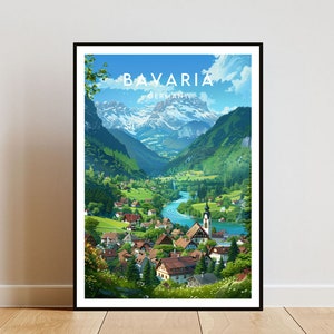 Bavaria Travel Print - Deutschland, Bayern Poster, Deutschland Poster, Reise, Wandkunst, Deutschland Print, poster, Deutschland, Europa, Bayerische Alpen