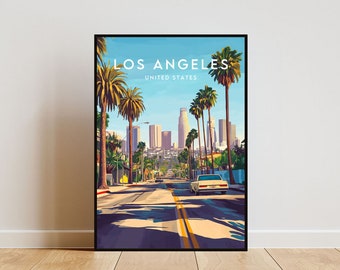 Los Angeles Travel Print - United States, Los Angeles Poster, America Poster, Travel Wall Art, America Print, Poster, America, LA, USA
