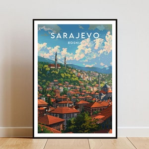 Sarajevo Travel Print - Bosnia, Sarajevo Poster, Bosnia Poster, Travel Wall Art, Bosnia Print, Bosnia and Herzegovina, Sarajevo Wall Art