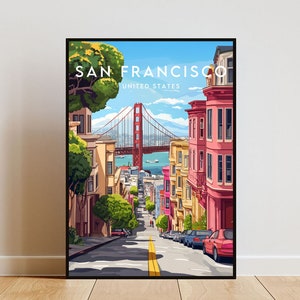 San Francisco Travel Print - United States, San Francisco Poster, America Poster, Travel Wall Art, Golden Gate Bridge, San Francisco, USA