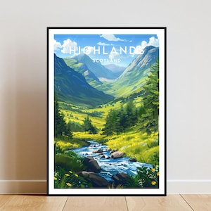 Scottish Highlands Travel Print - Scotland, Highlands Poster, Scotland Poster, Travel Wall Art, Scotland Print, poster, Scotland, Highlands