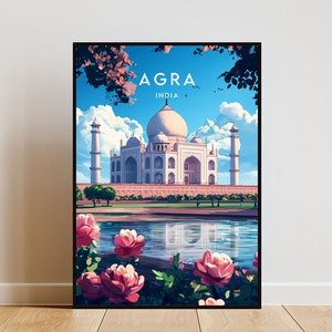 Agra Travel Print - India, Agra Poster, India Poster, Travel Wall Art, India Print, Taj Mahal, Taj Mahal poster, Taj Mahal, Agra, Agra Fort