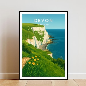 Devon Travel Print - England, Devon Poster, England Poster, Travel Art, England Print, Devon Print, Devon, Devon England Poster