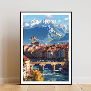 Grenoble Travel Print - France, Grenoble Poster, France Poster, Travel Wall Art, France Print, poster, France, Europe, Grenoble, Wall Art