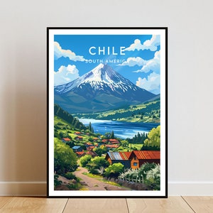 Chile Reise - Südamerika, Chile Poster, Südamerika Poster, Reise, Wandkunst, Chile Druck, Chile, Südamerika, Reise, Santiago