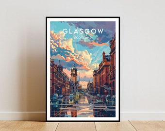 Glasgow Travel Print - Scotland, Glasgow Poster, Scotland Poster, Travel Wall Art, Scotland Print, poster, Scotland, Europe, Glasgow, Travel