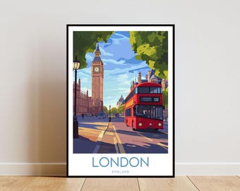 ロンドン旅行プリント - イギリス、ロンドンポスター、イギリスポスター、旅行ウォールアート、イギリスプリント、イギリス、ヨーロッパ、ロンドンプリント、ビッグベンポスター