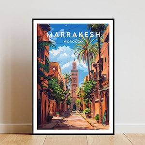 Impression de voyage Marrakech - Maroc, affiche Marrakech, affiche maroc, art mural voyage, impression maroc, art mural marrakech, maroc, afrique