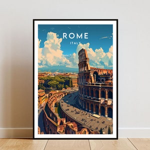 Impresión de viaje de Roma - Italia, cartel de Roma, cartel de Italia, arte de la pared de viaje, impresión de Italia, cartel, Italia, Europa, Roma, arte de la pared de Italia, Coliseo
