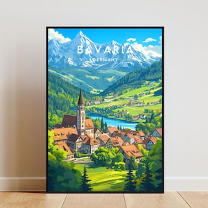 Bavaria Travel Print - Germany, Bavaria Poster, Germany Poster, Travel Wall Art, Germany Print, Poster, Germany, Europe, Bavarian Alps Print