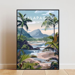 Galapagos Travel Print - Ecuador, Galapagos Poster, Equador Poster, Travel Wall Art, Ecuador Print, Galapagos, South America, Equador Poster