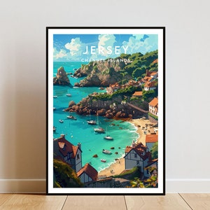 Jersey Travel Print - Islas del Canal, Cartel de Jersey, Cartel de las Islas del Canal, Arte de la pared de viaje, Impresión de las Islas del Canal, cartel, Europa, Jersey