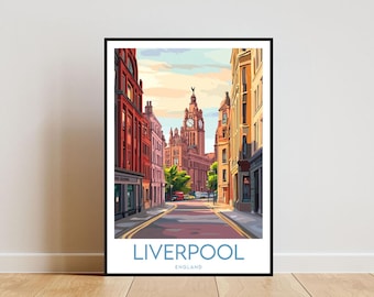 Liverpool Travel Print - Engeland, Liverpool poster, Engeland poster, reizen muurkunst, Engeland print, Engeland muurkunst, Liverpool Wall Art