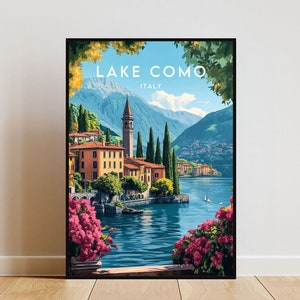 Impresión de viaje del lago de Como - Italia, cartel del lago de Como, cartel de Italia, arte de la pared de viaje, impresión de Italia, cartel, Italia, Europa, lago de Como, lago, Como