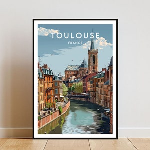 Impression voyage Toulouse - France, affiche Toulouse, affiche France, art mural voyage, impression France, affiche, France, Europe, Toulouse, français
