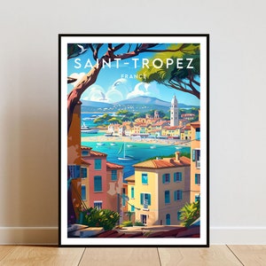 Impression voyage Saint-Tropez - France, affiche Saint-Tropez, affiche France, art mural voyage, impression France, affiche, France, Europe, Saint-Tropez