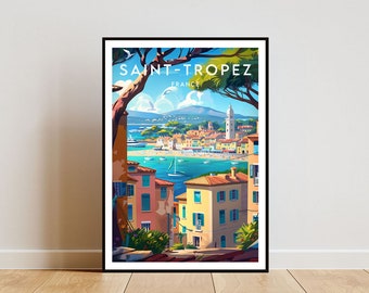 Saint-Tropez Travel Print - France, Saint-Tropez Poster, France Poster, Travel Wall Art, France Print, poster, France, Europe, Saint-Tropez