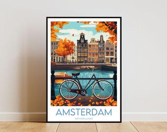 Amsterdam Travel Print - Netherlands, Amsterdam Poster, Netherlands Poster, Travel Wall Art, Netherlands Print, Holland Art, Amsterdam Print