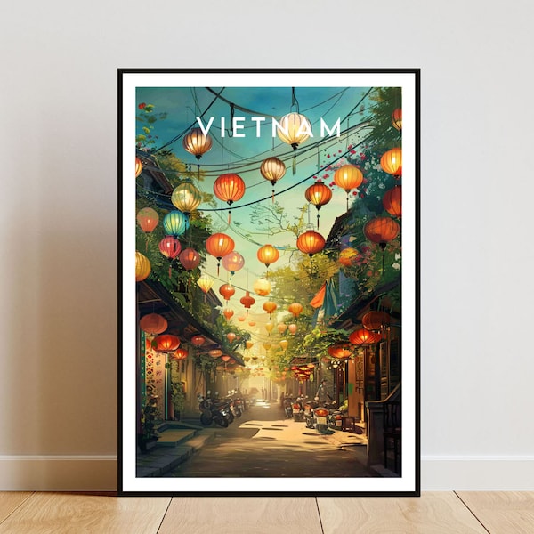 Impression de voyage au Vietnam - Asie, affiche de voyage, affiche du Vietnam, art mural de voyage, impression du Vietnam, Vietnam, Hanoï, affiche de Hoi An, art mural du Vietnam