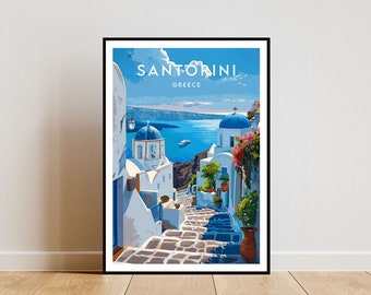 Santorini Travel Print - Greece, Santorini Poster, Greece Poster, Travel Wall Art, Greece Print, poster, Greece, Europe, Santorini