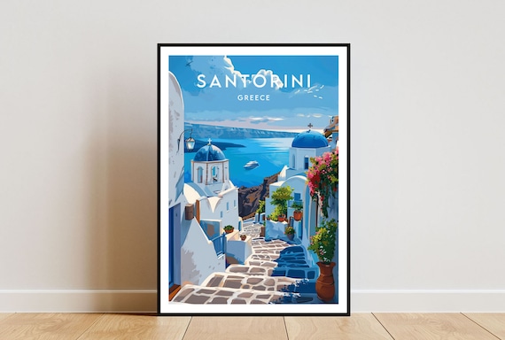 Santorini Travel Print - Greece, Santorini Poster, Greece Poster, Travel Wall Art, Greece Print, poster, Greece, Europe, Santorini