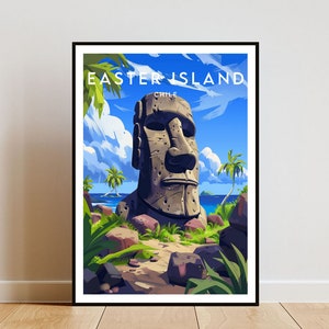 Easter Island Travel Print - Chile, Easter Island Poster, Chile Poster, Travel Wall Art, Chile Print, Easter Island, South America