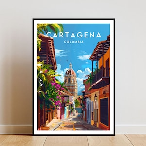 Cartagena Travel Print - Colombia, Cartel de Cartagena, Cartel de Colombia, Arte de pared de viaje, Impresión de Colombia, Cartagena, Sudamérica, Colombiano