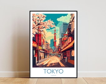 Impresión de viaje a Tokio - Japón, póster de Tokio, póster de Japón, arte mural de viajes, impresión de Japón, impresión de Tokio, póster japonés, arte mural de Japón