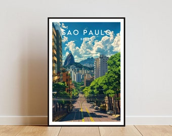 Impresión de viaje de São Paulo - Brasil, Cartel de São Paulo, Cartel de Brasil, Arte de pared de viaje, Impresión de Brasil, São Paulo, Cartel de viaje, América del Sur