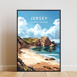 Impresión de viaje de Jersey - Islas del Canal, póster de Jersey, póster de las Islas del Canal, arte mural de viaje, impresión de las Islas del Canal, póster, Europa, Jersey