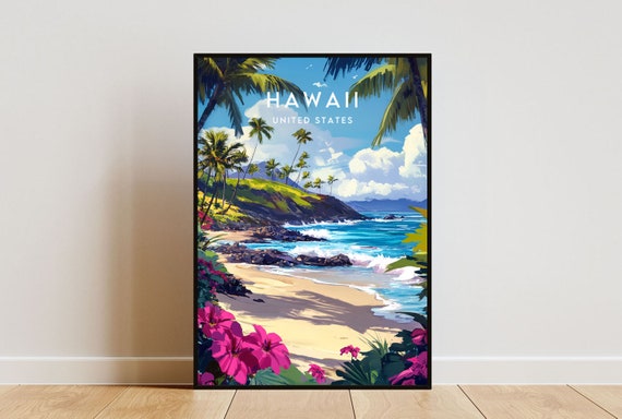 Hawaii Travel Print - United States, Hawaii Poster, America Poster, Travel Wall Art, America Print, Poster, America, Hawaii Wall Art, USA