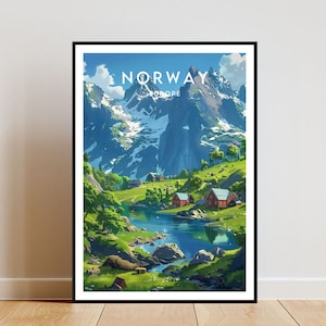 Norway Travel Print - Europe, Europe Poster, Norway Poster, Travel Wall Art, Norway Print, poster, Norway, Europe, Oslo, Scandinavia, Fjords