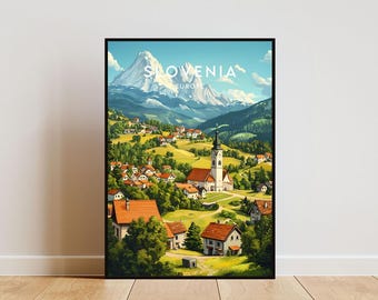 Impresión de viaje de Eslovenia - Europa, póster de Europa, póster de Eslovenia, arte mural de viaje, impresión de Eslovenia, arte mural de Eslovenia, Europa, póster del lago Bled