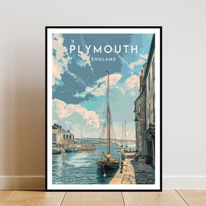 Plymouth Travel Print - Inglaterra, Cartel de Plymouth, Cartel de Inglaterra, Arte de la pared de viaje, Impresión de Inglaterra, Inglaterra, Europa, Plymouth, Reino Unido, Gran Bretaña
