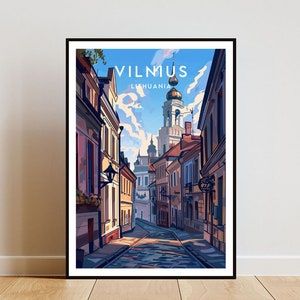 Vilnius Travel Print - Lituania, Cartel de Vilnius, Cartel de Lituania, Arte de la pared de viaje, Impresión de Lituania, Lituania, Europa, Arte de la pared de Vilnius