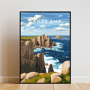 Lands End Travel Print - England, Lands End Poster, England Poster, Travel Wall Art, England Print, England, Europe, Lands End, UK, Britain