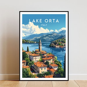 Lake Orta Travel Print - Italy, Lake Orta Poster, Italy Poster, Travel Wall Art, Italy Print, poster, Italy, Europe, Lake Orta, Italian