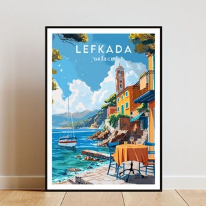 Lefkada Travel Print - Greece, Lefkada Poster, Greece Poster, Travel Wall Art, Greece Print, poster, Greece, Europe, Lefkada, Greek Poster