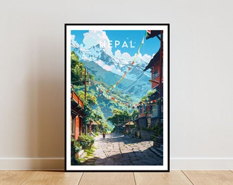 Nepal Travel Print - Asia, Travel Poster, Nepal Poster, Travel Wall Art, Nepal Print, Nepal, Kathmandu, Kathmandu Poster, Nepal Wall Art