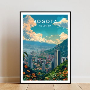 Impresión de viaje de Bogotá - Colombia, Cartel de Bogotá, Cartel de Colombia, Arte de pared de viaje, Impresión de Colombia, Bogotá, América del Sur, Colombiano