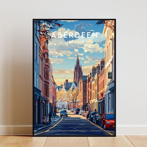 Impression de voyage Aberdeen - Ecosse, affiche Aberdeen, affiche Ecosse, art mural voyage, impression Ecosse, affiche, Ecosse, impression Aberdeen, décoration murale