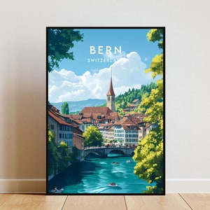 Bern resetryck - Schweiz, Bernposter, Schweizposter, Reseväggkonst, Schweiztryck, Schweiz, Europa, Berntryck, Schweiz