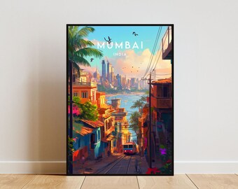 Mumbai reizen print - India, Mumbai poster, India poster, reizen muur kunst, India print, Bombay, Bombay poster, India Gate poster, India