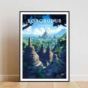 Borobudur Travel Print - Indonesia, Borobudur Poster, Indonesia Poster, Travel Wall Art, Indonesia Print, Borobudur Temple Print, Indonesia