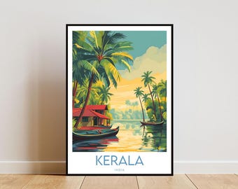 Kerala Travel Print - India, Kerala Poster, India Poster, Travel Wall Art, India Print, Kerala Wall Art, India Wall Art, Kerala Print
