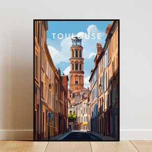 Impression voyage Toulouse - France, affiche Toulouse, affiche France, art mural voyage, impression France, affiche, France, Europe, Toulouse, français