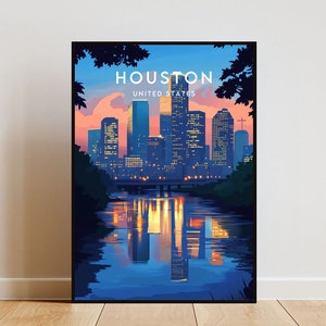 Houston Travel Print - United States, Houston Poster, America Poster, Travel Wall Art, America Print, Poster, America, Houston, USA, Texas